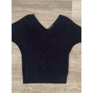 Brooks Brothers XS Womens Pullover Sweater Blue Short Sleeve V Neck Knit Winter